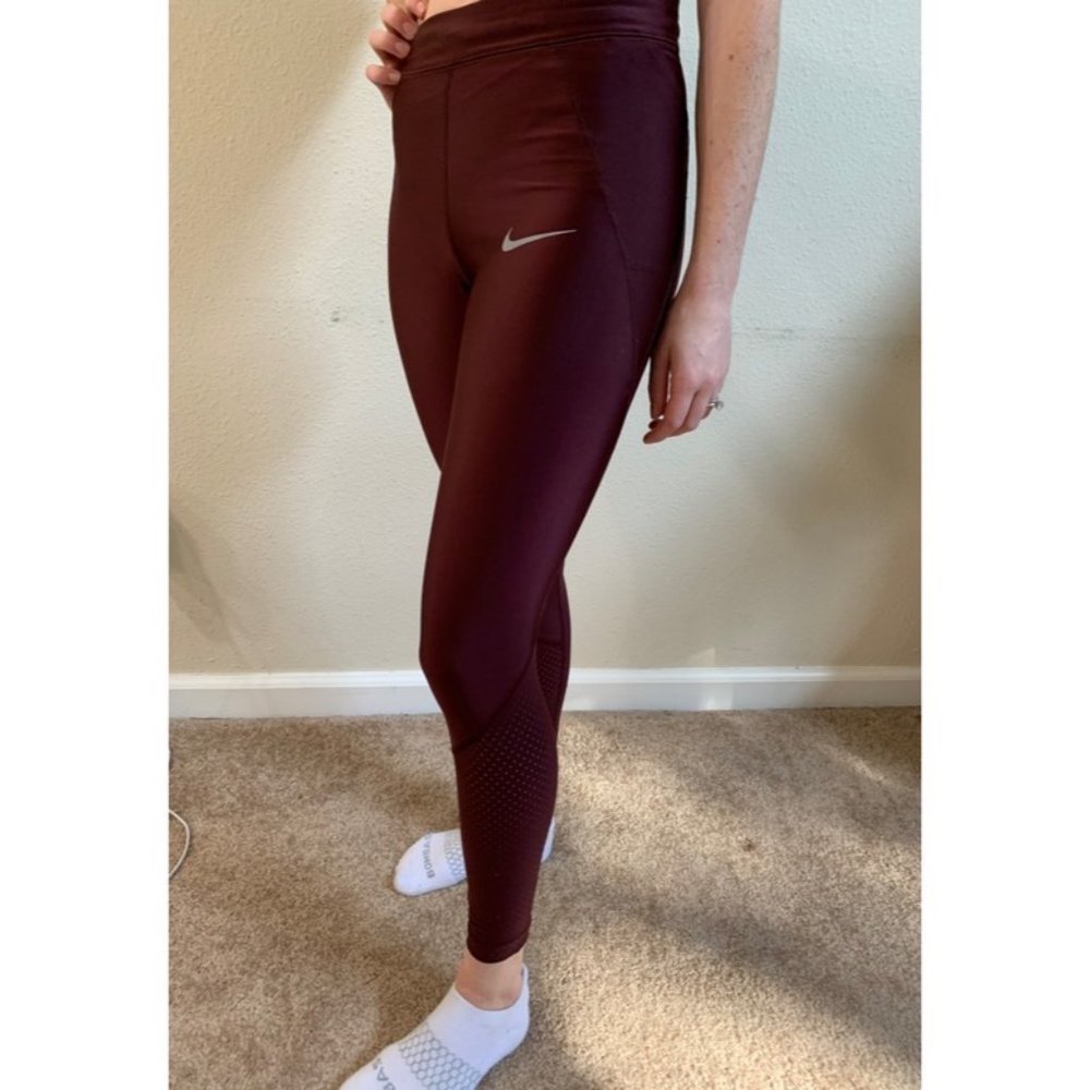 Nike Running Dri Fit Maroon Leggings